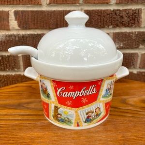 Campbell's Soup 2003 Ceramic Tureen Crock With Lid And Ladle Kidcore